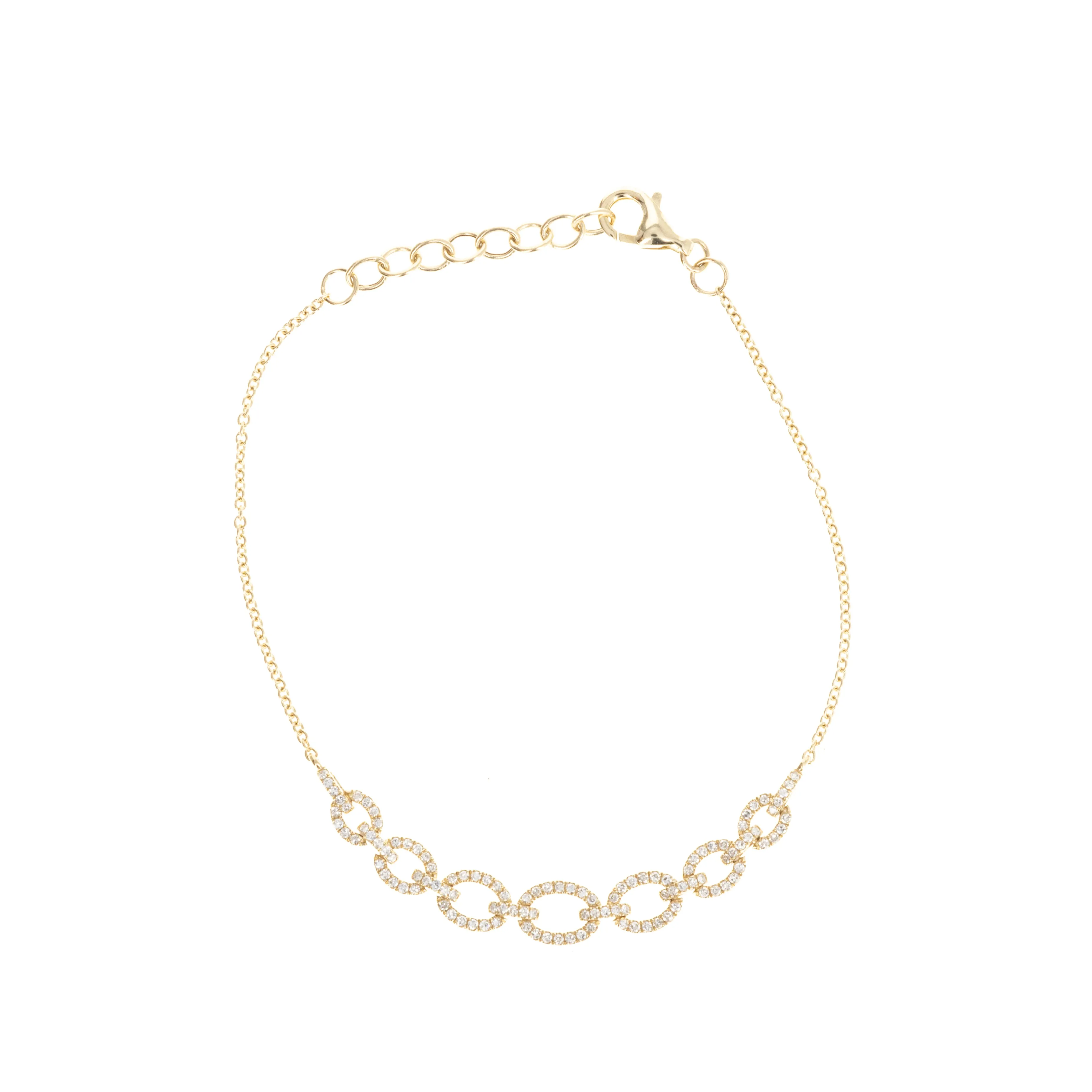 14K Yellow Gold Oval Link Pave 0.38 Carat Diamond Bracelet