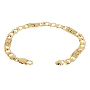 14k Yellow Gold Solid Cuban & Nugget Link Chain Bracelet 7" 6.5mm 12 grams