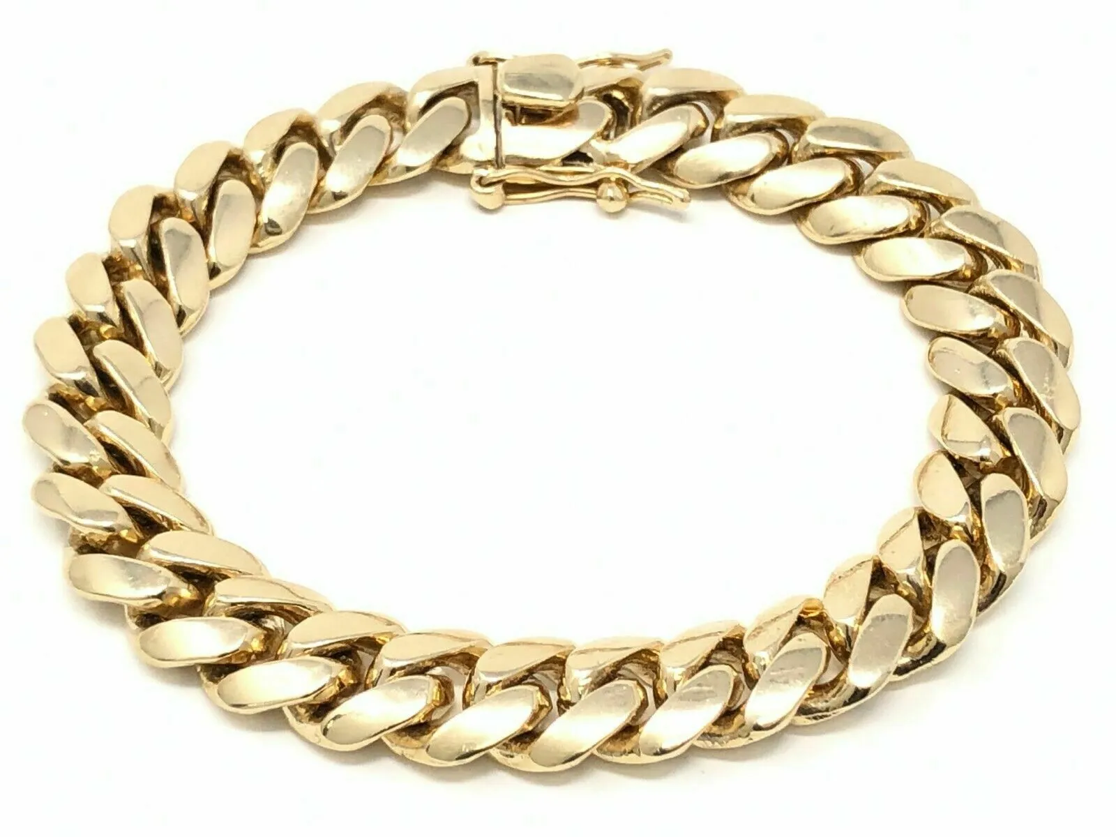 14k Yellow Gold Solid Miami Cuban Chain Bracelet 7" 11.5mm 74 grams