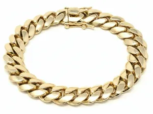 14k Yellow Gold Solid Miami Cuban Chain Bracelet 7" 11.5mm 74 grams