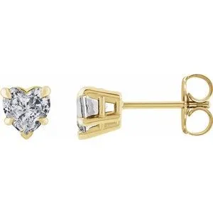 14K Yellow Natural White Sapphire Stud Earrings