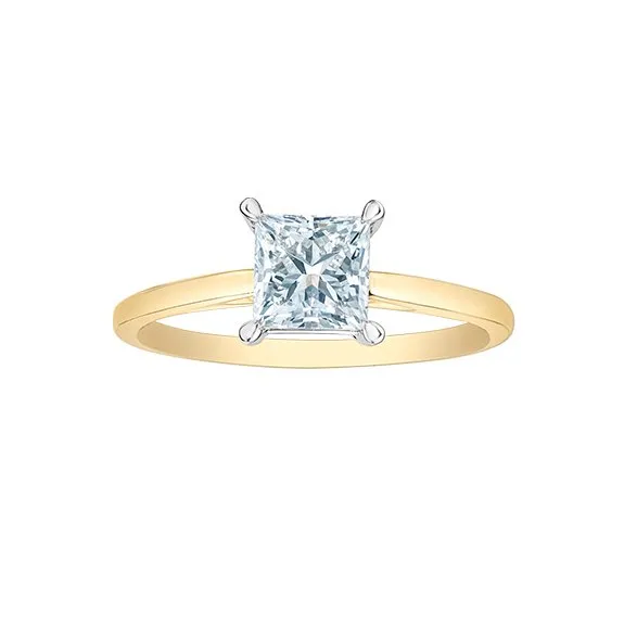 14K Yellow or White Gold (0.70ct) Princess Cut Lab Grown Diamond Diamond Solitaire Engagement Ring