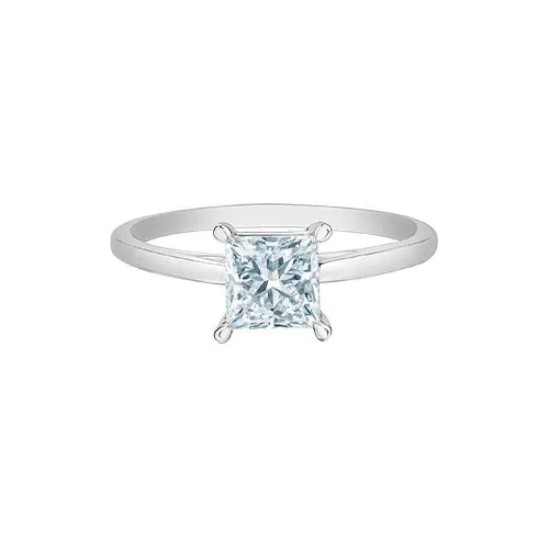 14K Yellow or White Gold (0.70ct) Princess Cut Lab Grown Diamond Diamond Solitaire Engagement Ring