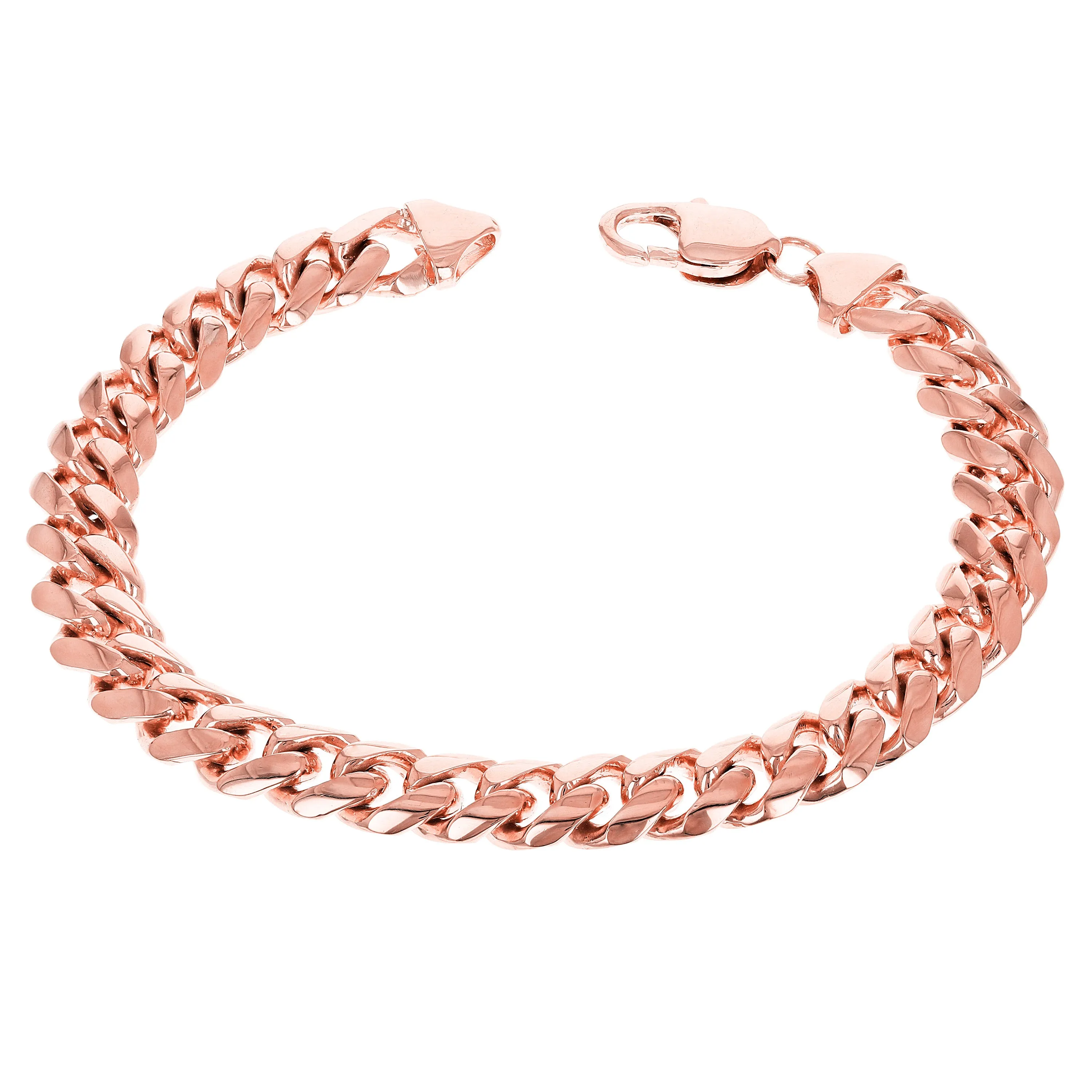 14k Yellow White or Rose Gold Solid Heavy Miami Cuban Chain Link Bracelet 10 mm 8", 8.5", 9" with Lobster Clasp