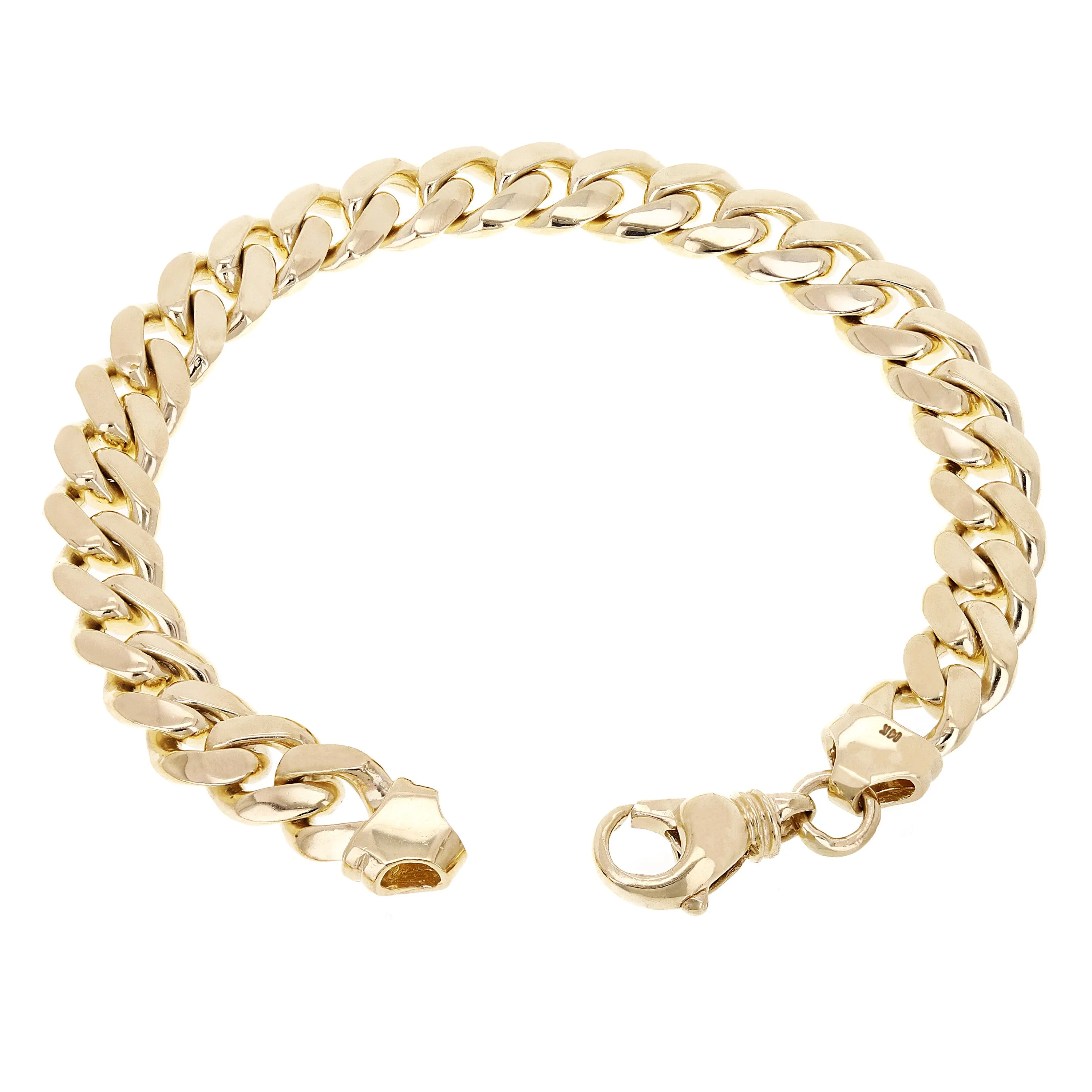 14k Yellow White or Rose Gold Solid Heavy Miami Cuban Chain Link Bracelet 10 mm 8", 8.5", 9" with Lobster Clasp