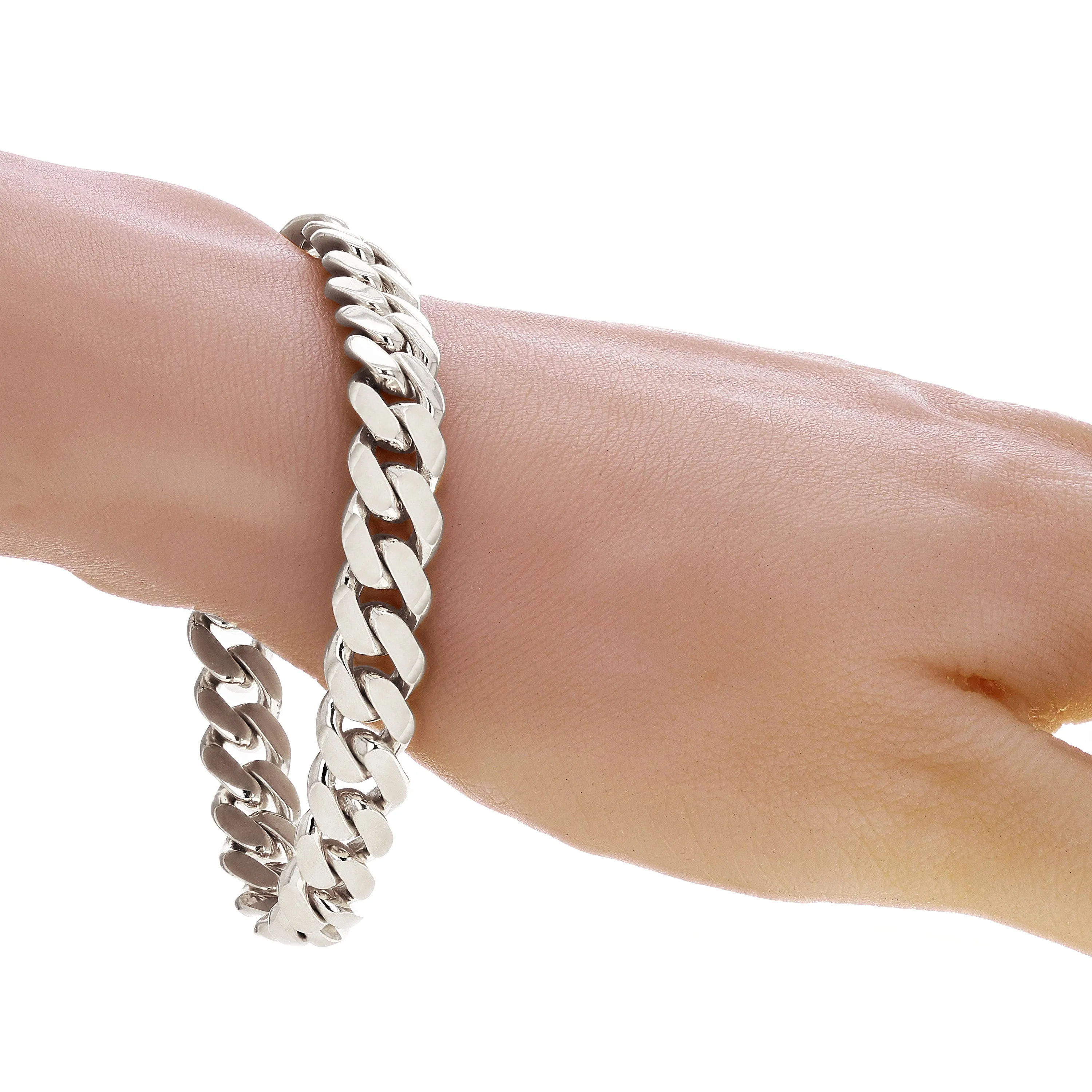14k Yellow White or Rose Gold Solid Heavy Miami Cuban Chain Link Bracelet 10 mm 8", 8.5", 9" with Lobster Clasp