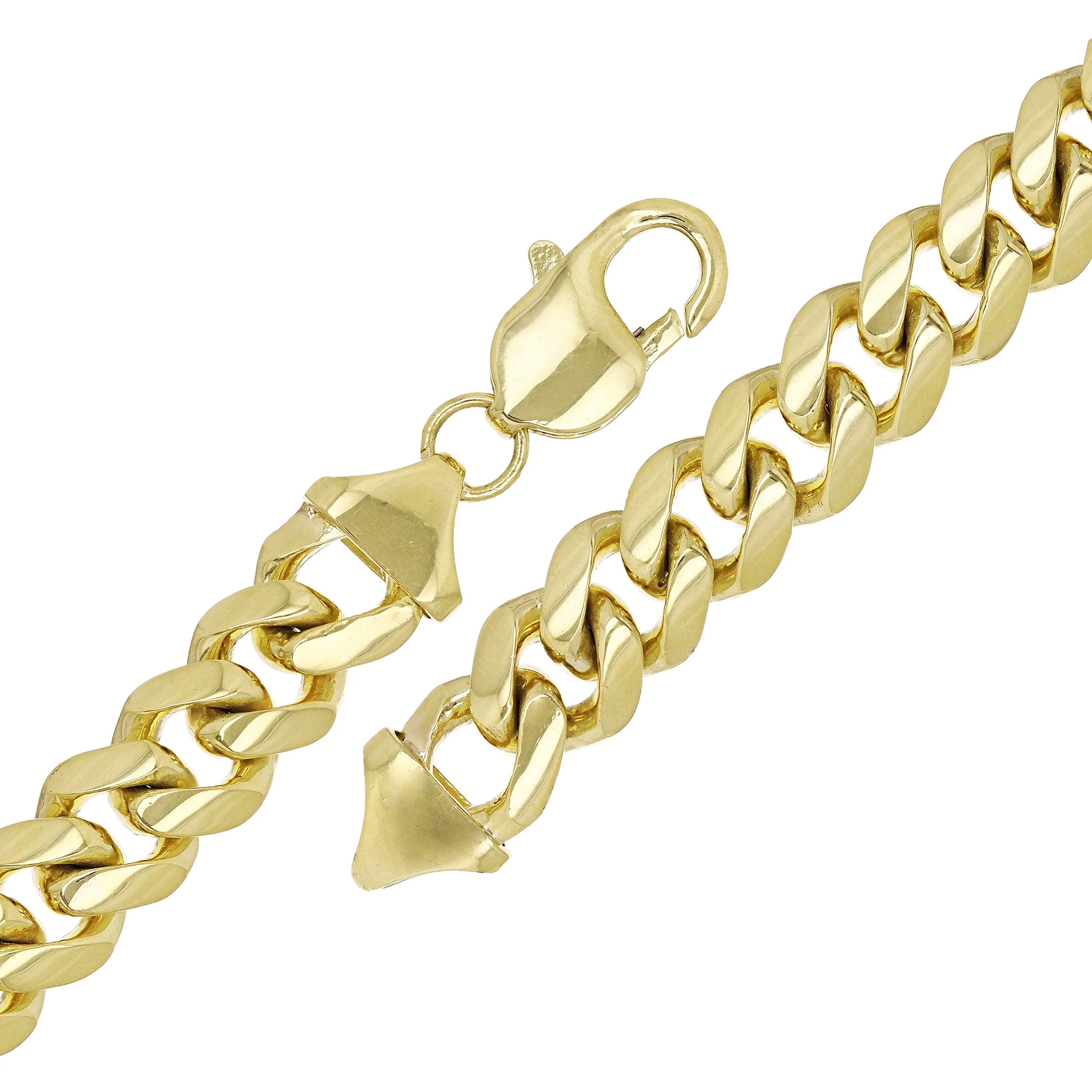 14k Yellow White or Rose Gold Solid Heavy Miami Cuban Chain Link Bracelet 10 mm 8", 8.5", 9" with Lobster Clasp