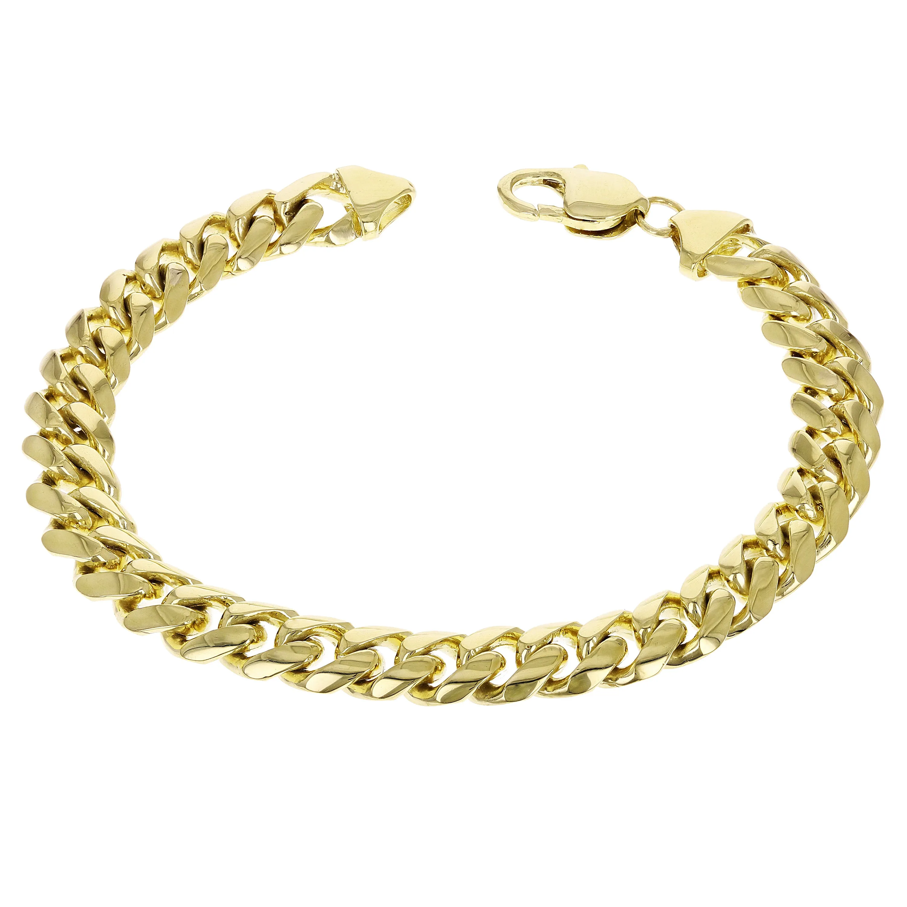 14k Yellow White or Rose Gold Solid Heavy Miami Cuban Chain Link Bracelet 10 mm 8", 8.5", 9" with Lobster Clasp