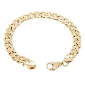 14k Yellow White or Rose Gold Solid Heavy Miami Cuban Chain Link Bracelet 10 mm 8", 8.5", 9" with Lobster Clasp