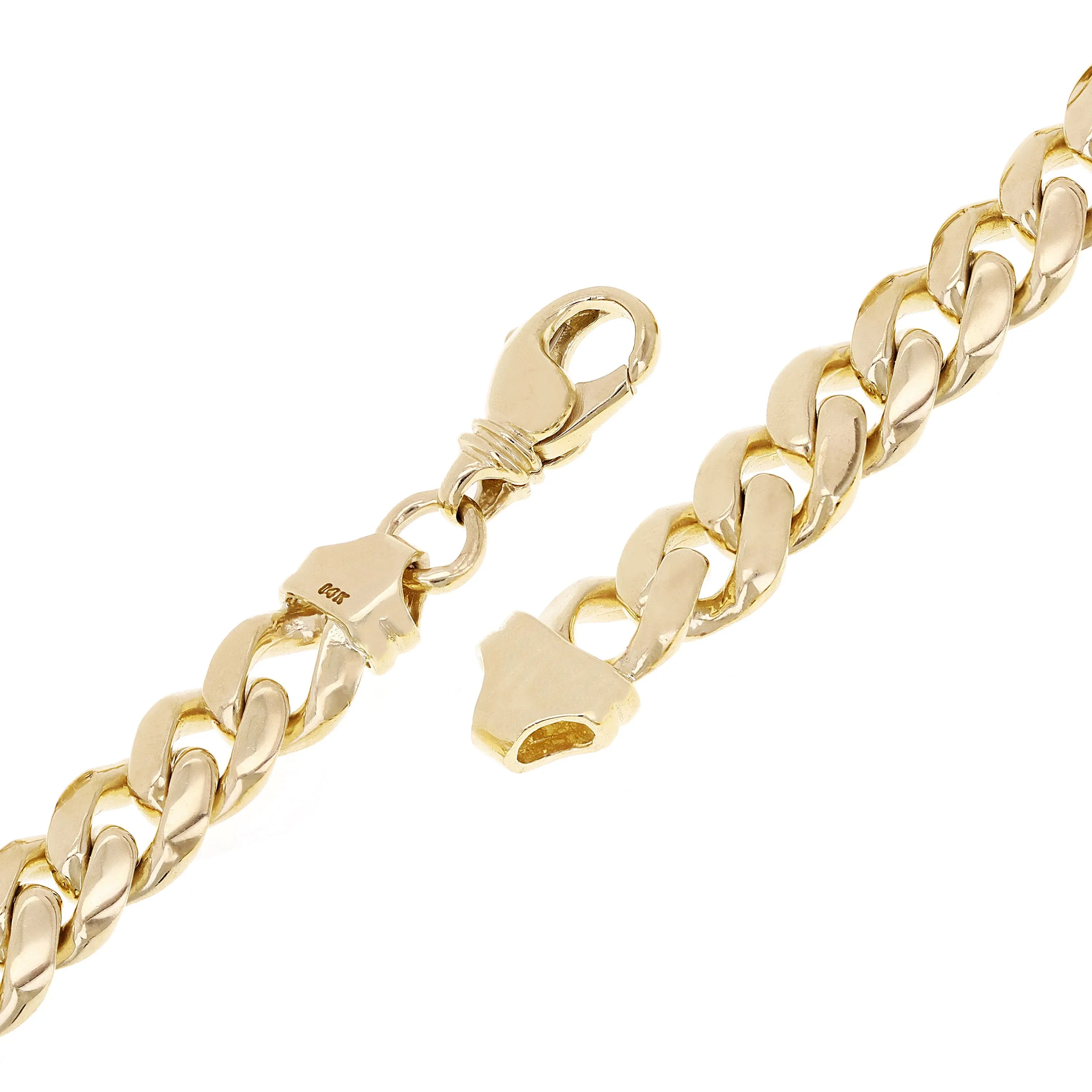 14k Yellow White or Rose Gold Solid Heavy Miami Cuban Chain Link Bracelet 10 mm 8", 8.5", 9" with Lobster Clasp