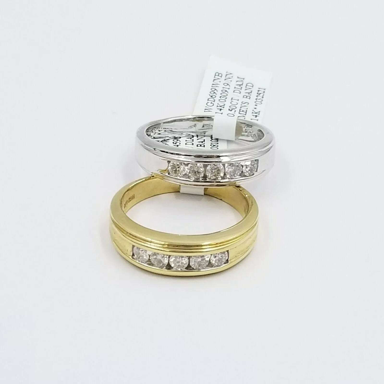 14k Yellow/White Gold Band Weeding Diamond Rings 0.50 CT Men's Band Ring, REAL