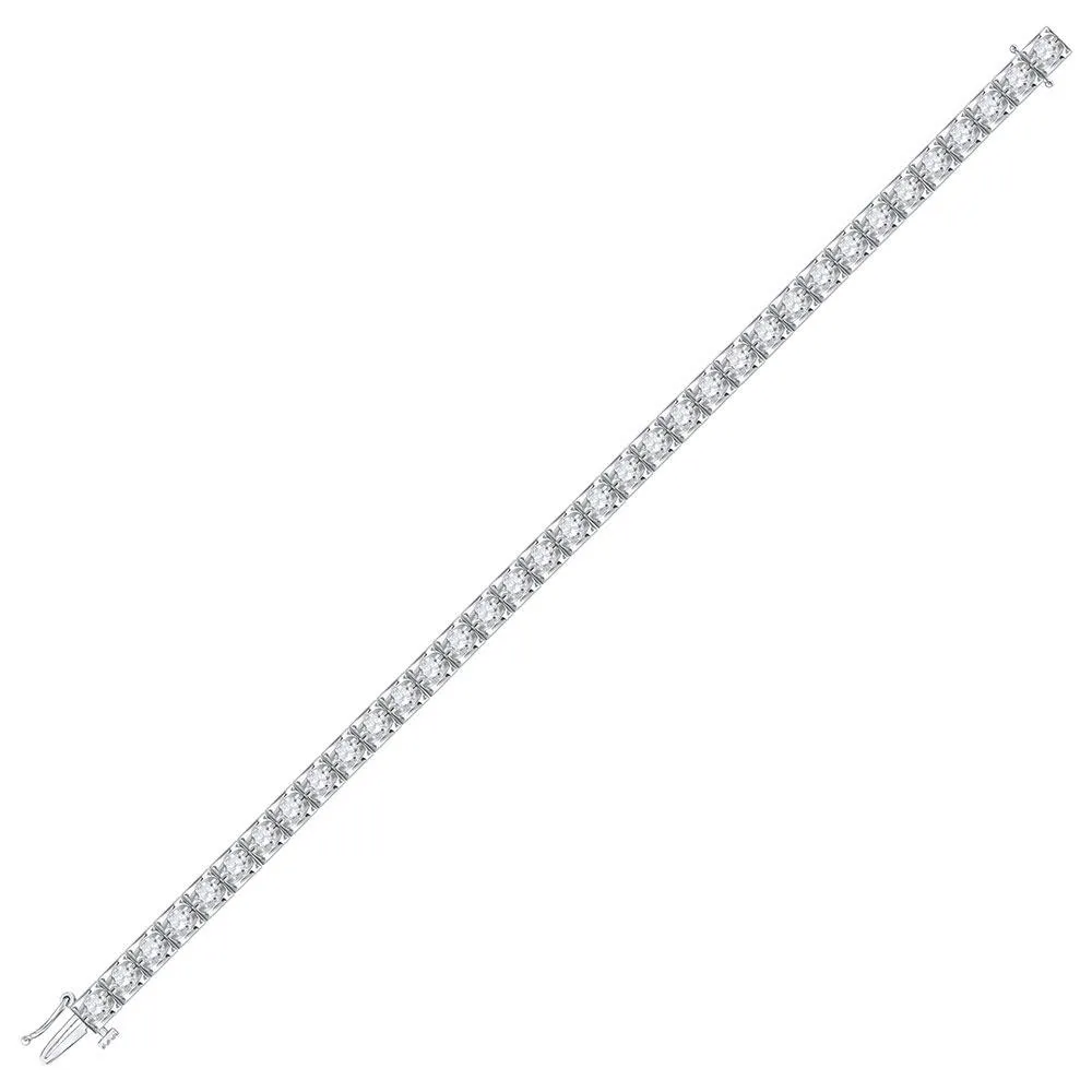 14kt White Gold Mens Round Diamond Solitaire Tennis Bracelet 10 Cttw