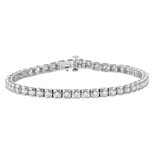 14kt White Gold Mens Round Diamond Solitaire Tennis Bracelet 10 Cttw