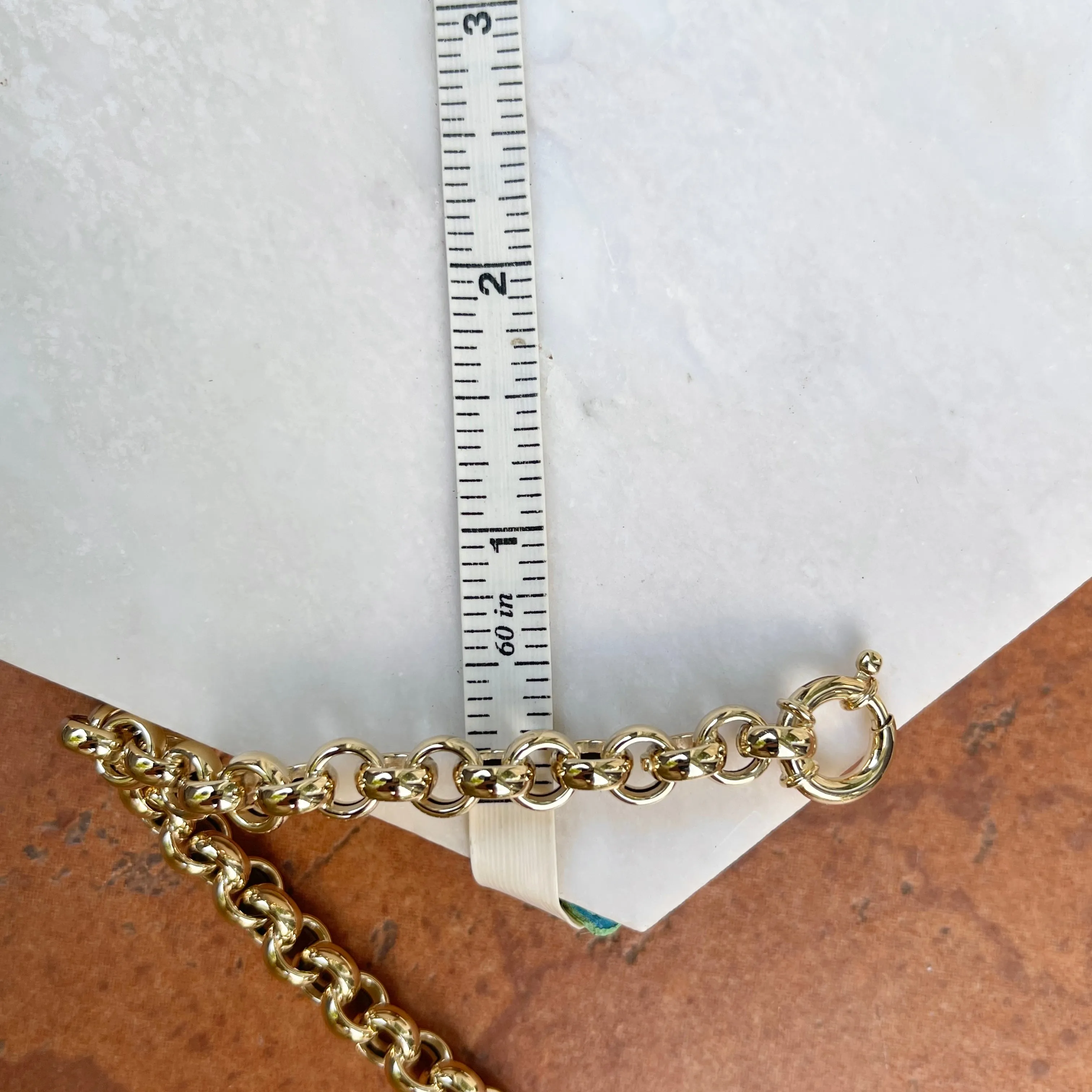 14KT Yellow Gold Rounded Rolo Chain Link Toggle Bracelet