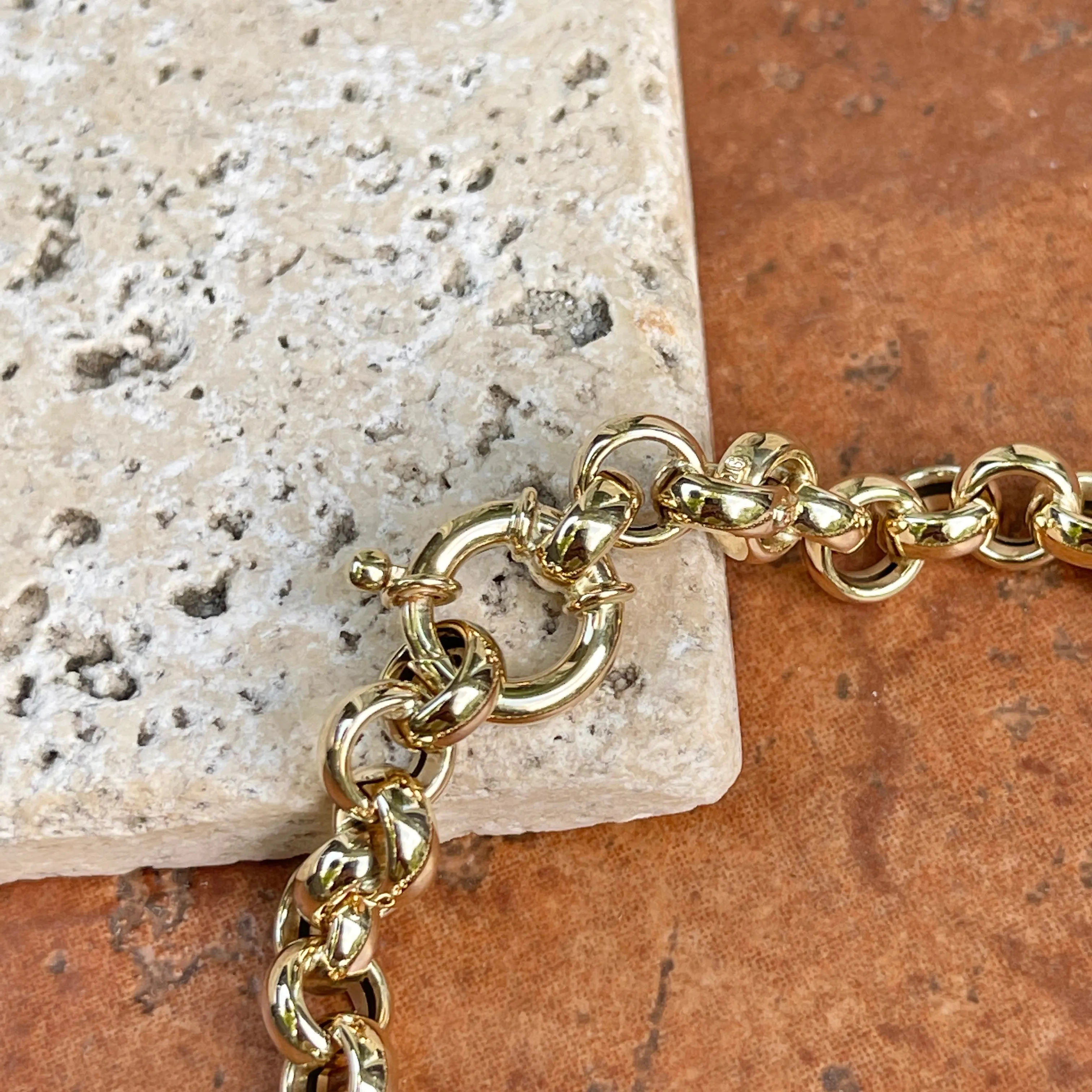 14KT Yellow Gold Rounded Rolo Chain Link Toggle Bracelet