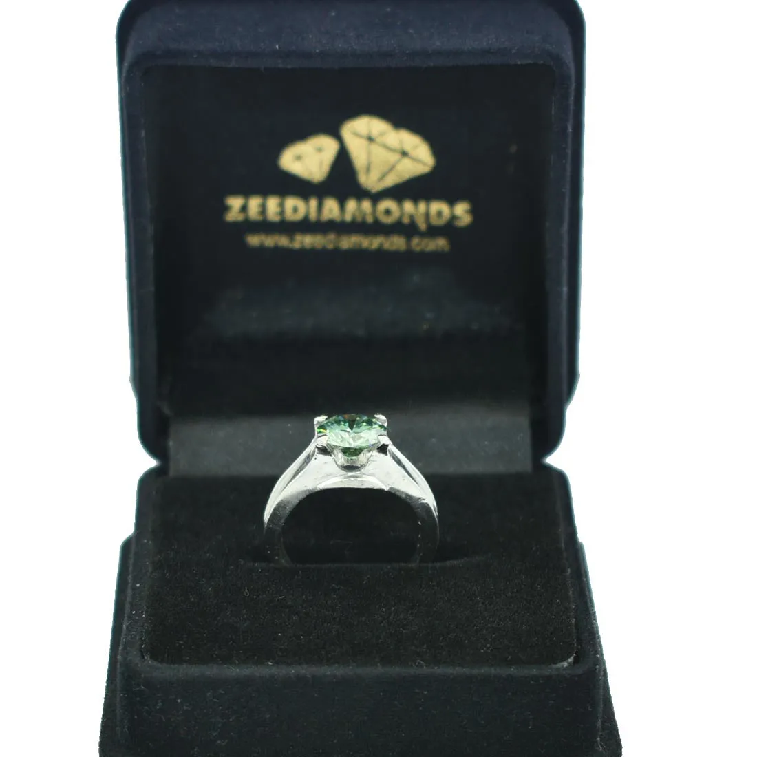 1.50 Ct AAA Certified Blue Diamond Solitaire Ring in 925 Sterling Silver, Amazing Shine & Bling !