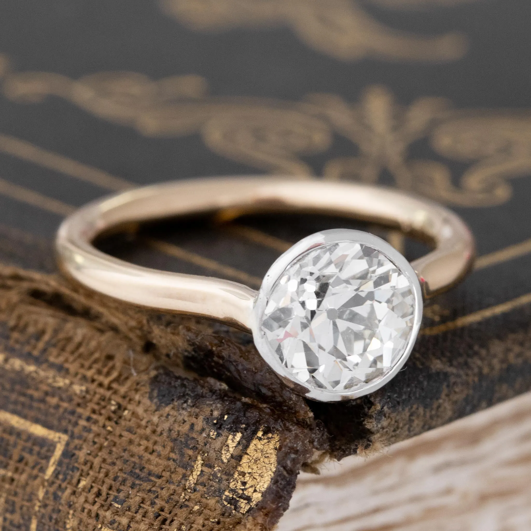 1.56ct (est) Old European Cut Diamond Bezel Conversion Solitaire