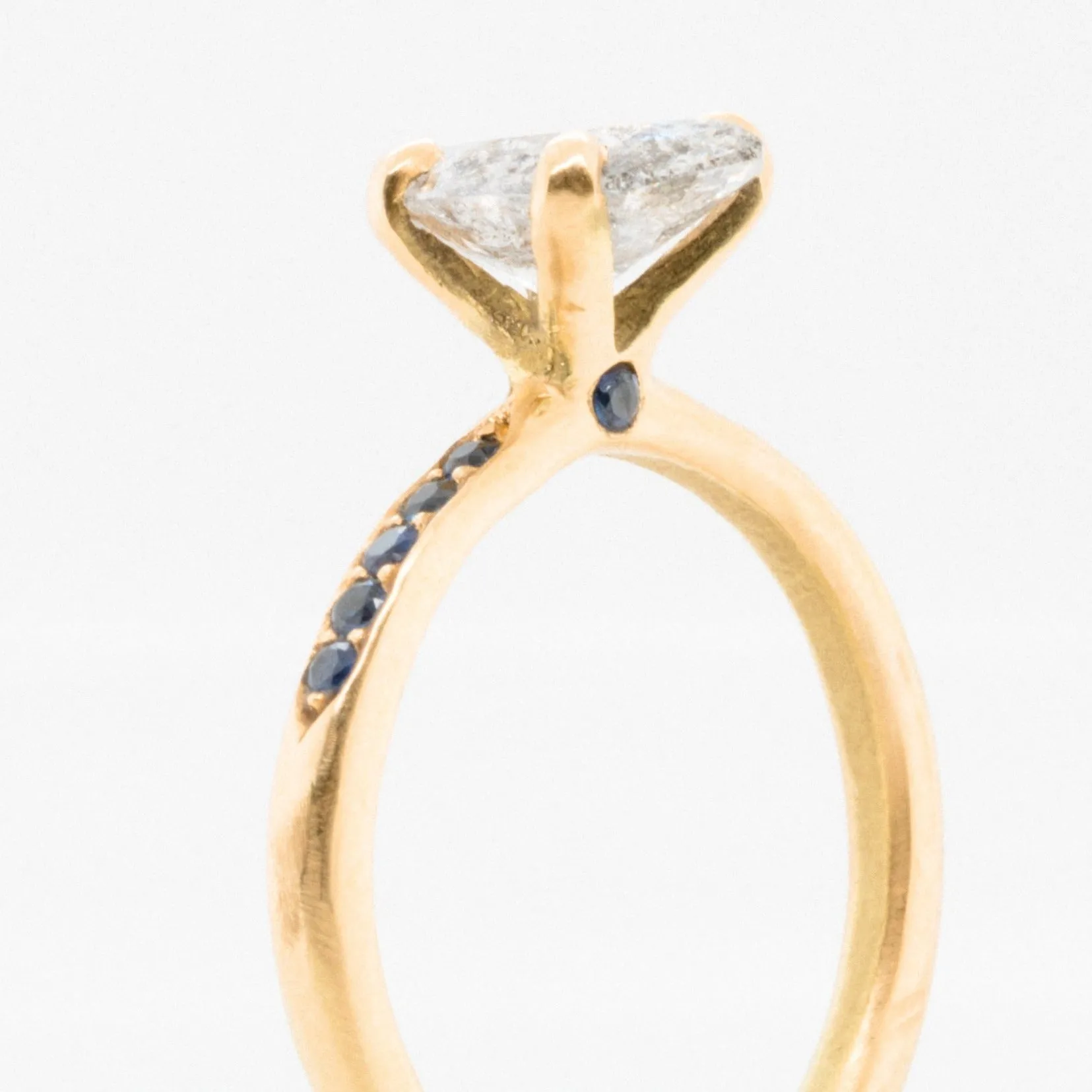 1.59 Carat Marquise Salt and Pepper Diamond Engagement Ring, 18k Yellow Gold