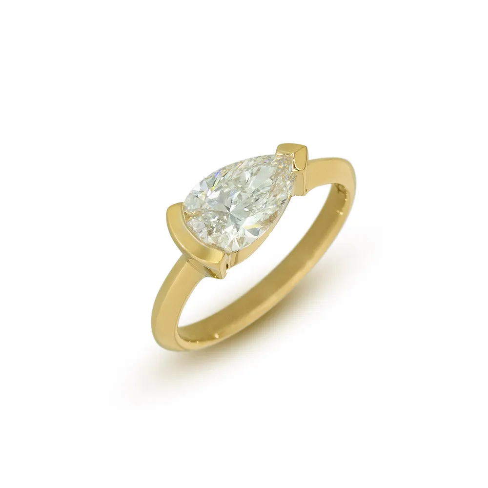 1.5ct Pear Parenthetical Diamond Ring