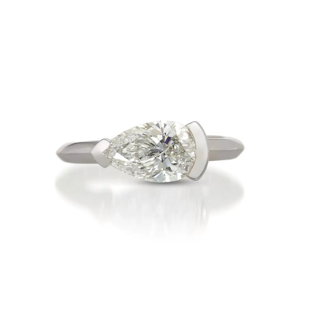 1.5ct Pear Parenthetical Diamond Ring