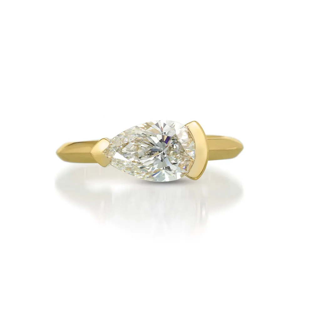 1.5ct Pear Parenthetical Diamond Ring