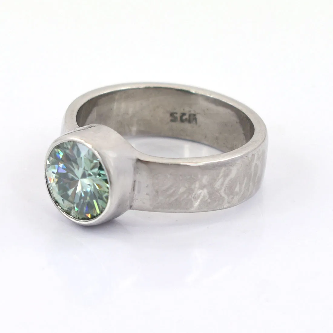1.65 Ct AAA Certified Blue Diamond Solitaire Ring in Bezel Setting. Ideal Gift for Anniversary, Birthday