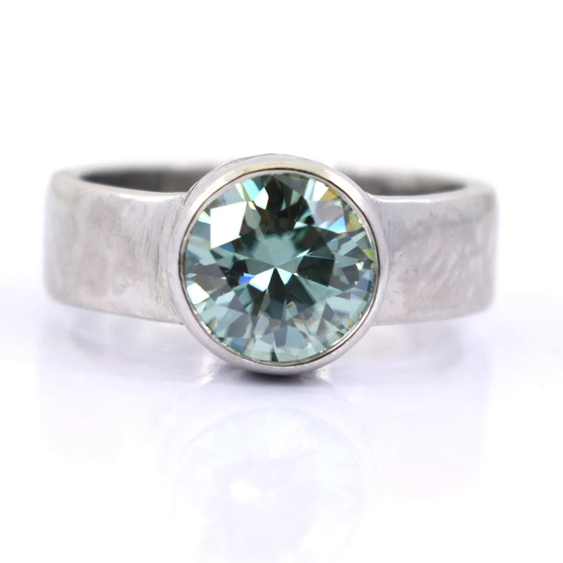 1.65 Ct AAA Certified Blue Diamond Solitaire Ring in Bezel Setting. Ideal Gift for Anniversary, Birthday