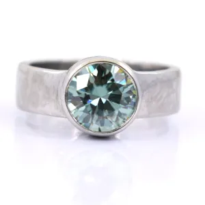 1.65 Ct AAA Certified Blue Diamond Solitaire Ring in Bezel Setting. Ideal Gift for Anniversary, Birthday