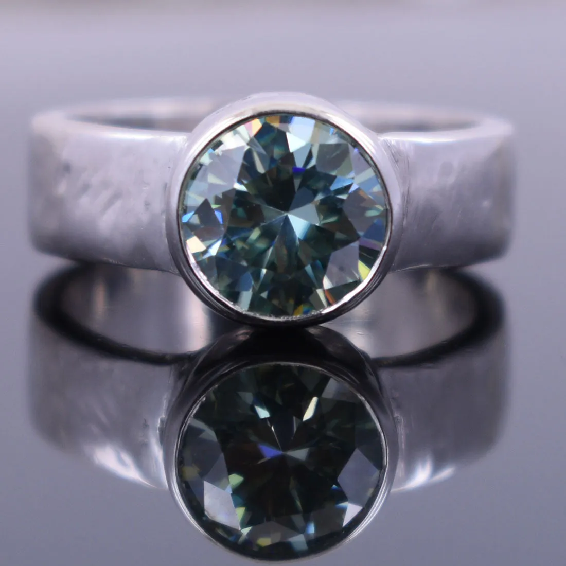 1.65 Ct AAA Certified Blue Diamond Solitaire Ring in Bezel Setting. Ideal Gift for Anniversary, Birthday