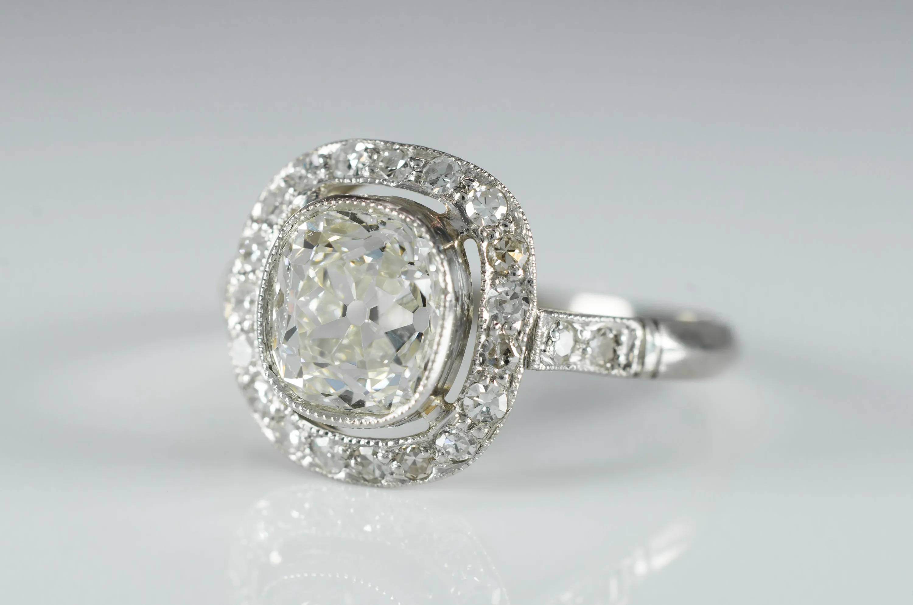 1.65CTW ANTIQUE CUSHION DIAMOND RING