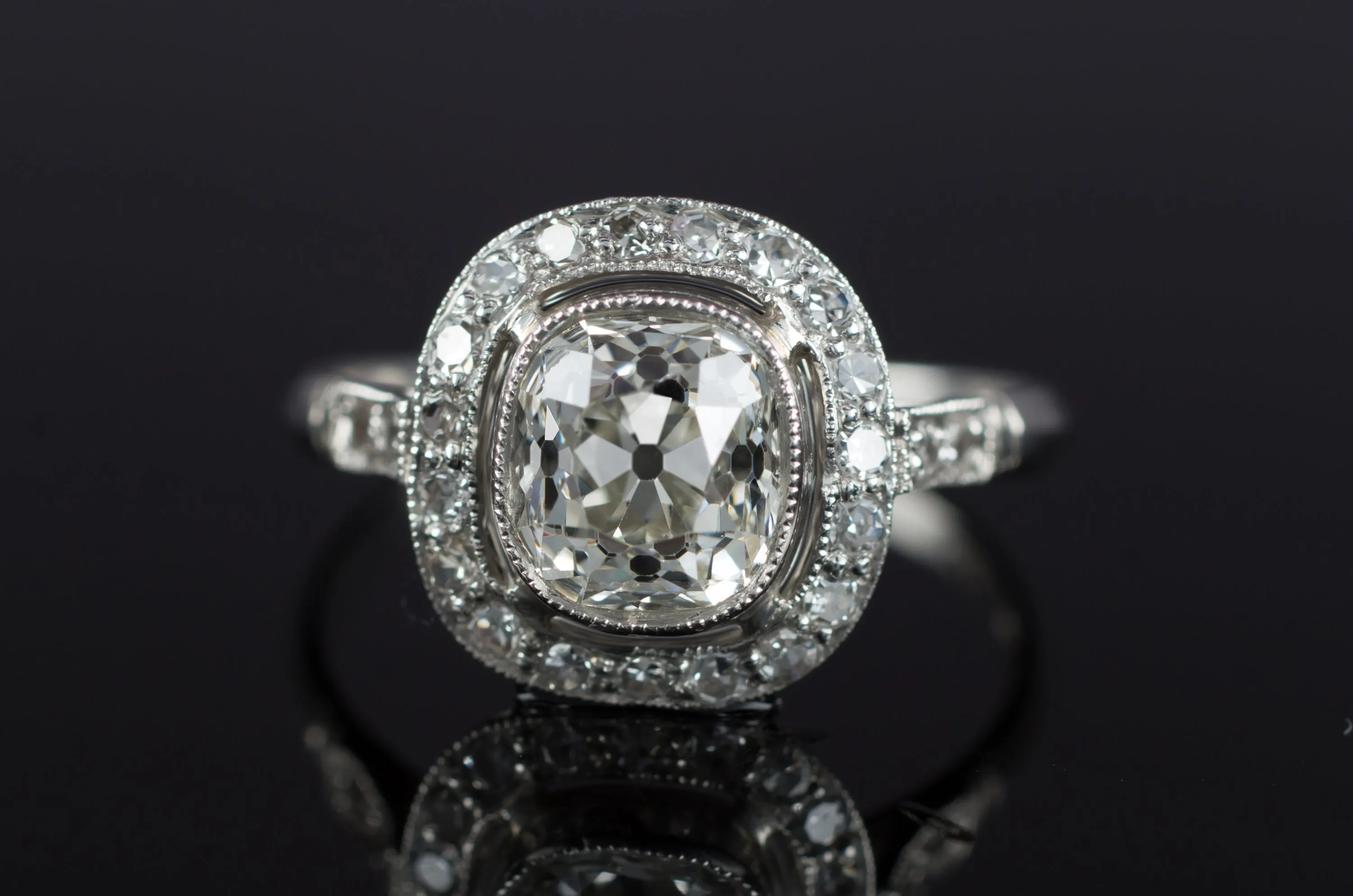 1.65CTW ANTIQUE CUSHION DIAMOND RING