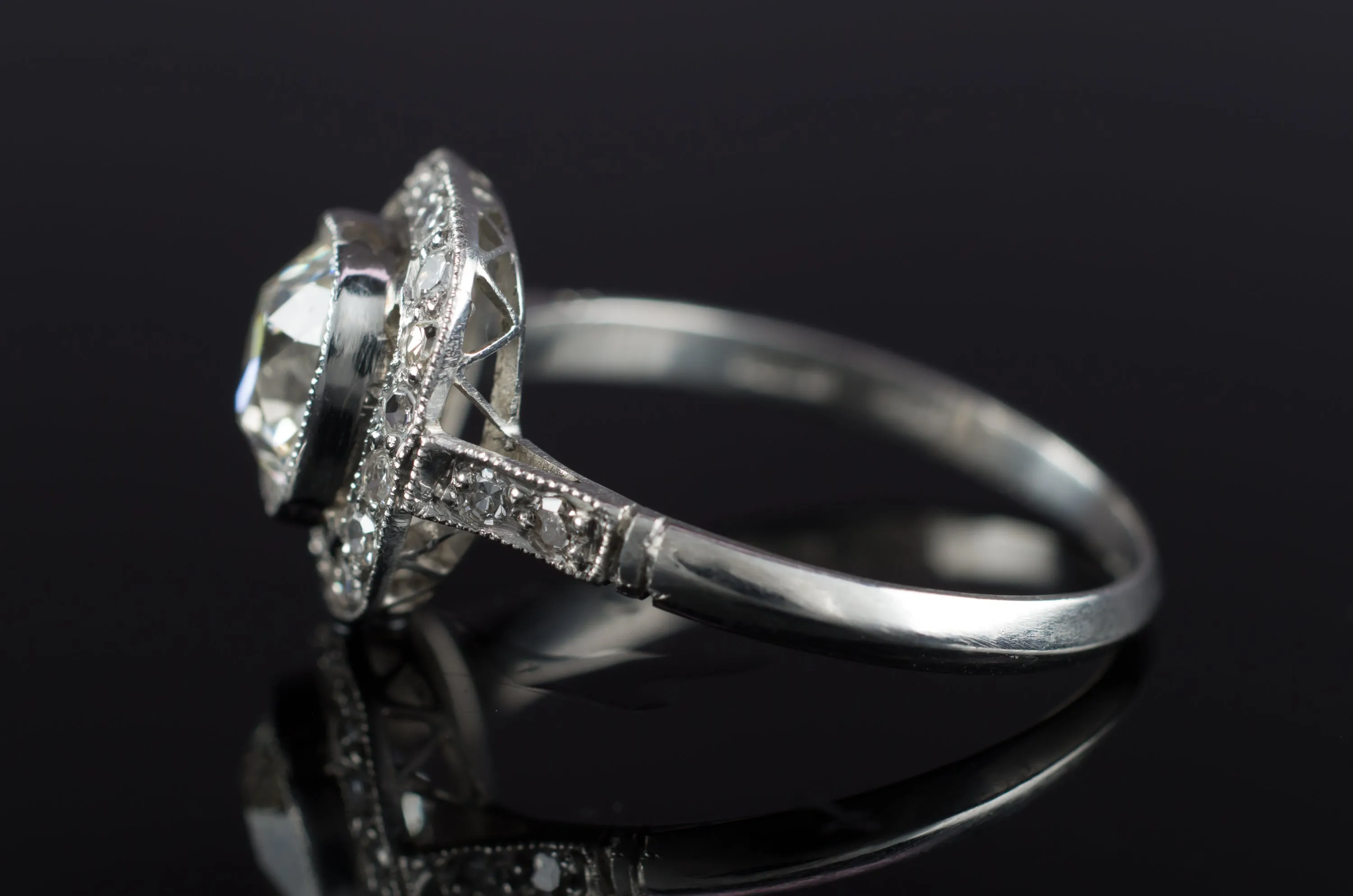 1.65CTW ANTIQUE CUSHION DIAMOND RING