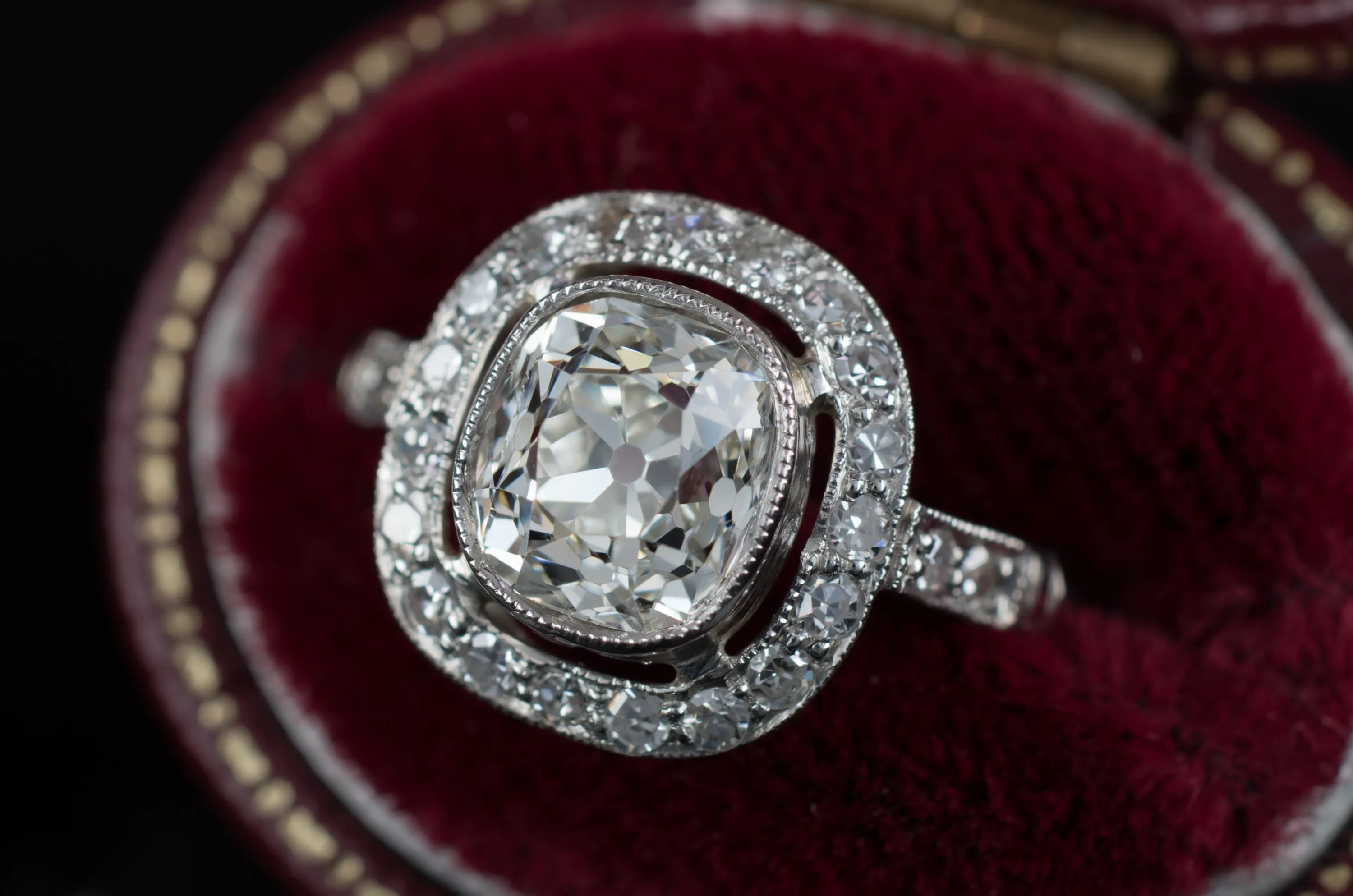 1.65CTW ANTIQUE CUSHION DIAMOND RING