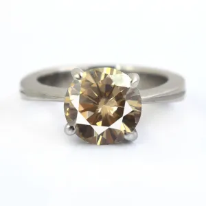 1.75 Ct Round Champagne Diamond Solitaire Ring, 100% Certified! Very Elegant & Great Brilliance