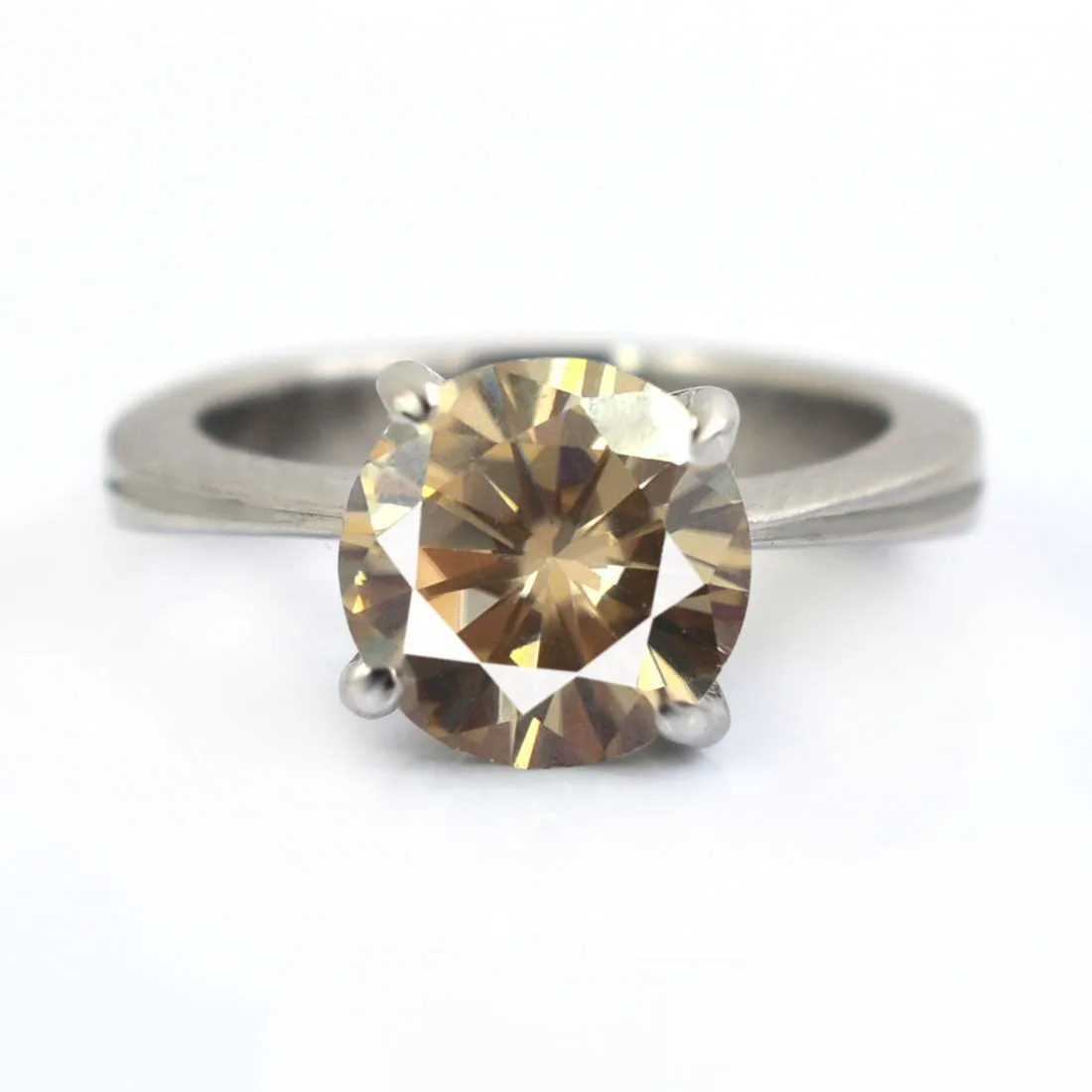 1.75 Ct Round Champagne Diamond Solitaire Ring, 100% Certified! Very Elegant & Great Brilliance