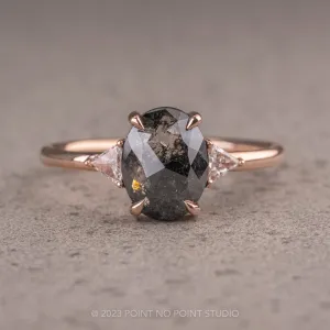 1.77 Carat Black Oval Diamond Engagement Ring, Zoe Setting, 14K Rose Gold