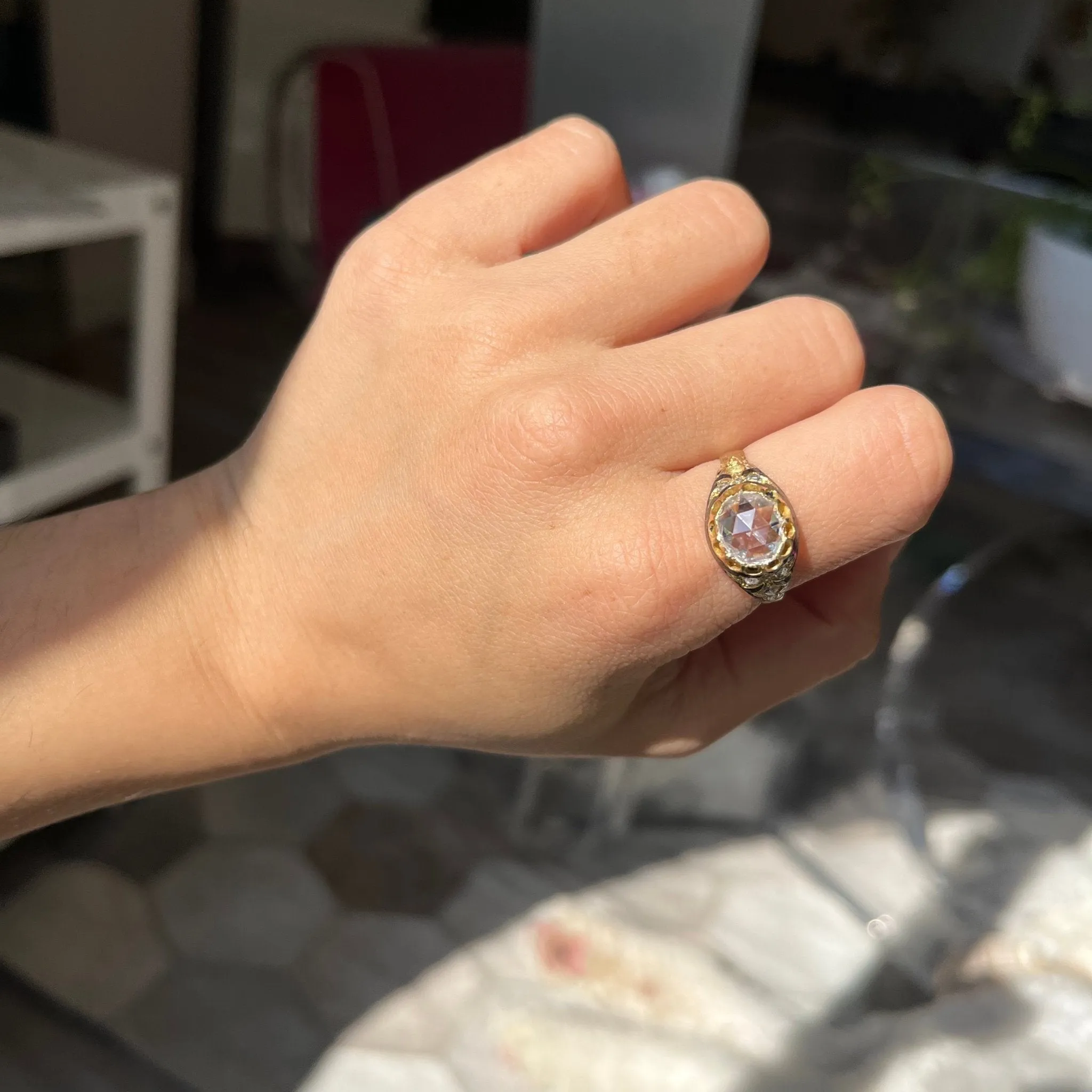 1.80ct Antique Rose Cut Diamond Solitaire