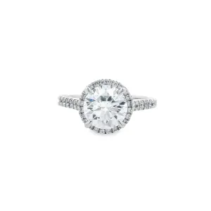 18ct White Gold Round Brilliant Lab Grown Diamond Halo and Shoulder Stone Ring TDW= 2.46ct