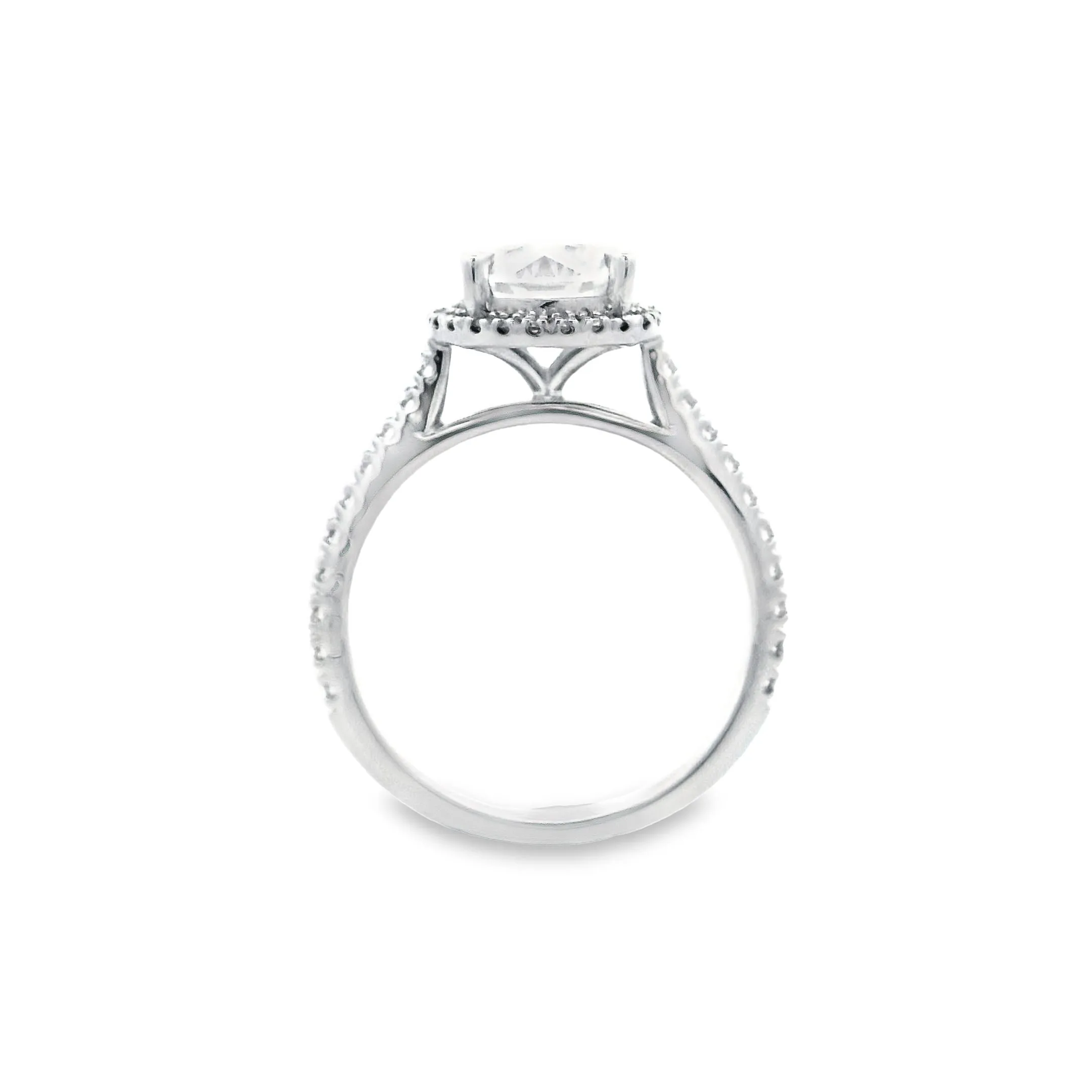 18ct White Gold Round Brilliant Lab Grown Diamond Halo and Shoulder Stone Ring TDW= 2.46ct