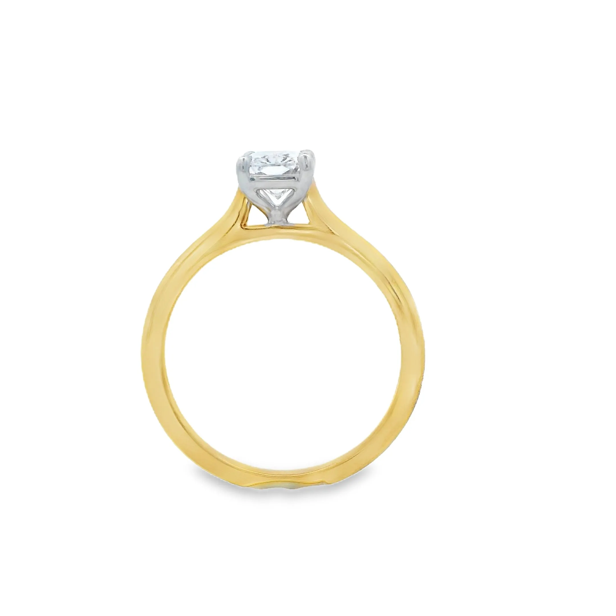18ct Yellow and White Gold 1.05ct Radiant Lab Grown Diamond Solitare Ring