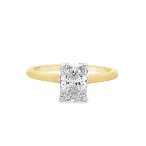 18ct Yellow and White Gold 1.05ct Radiant Lab Grown Diamond Solitare Ring