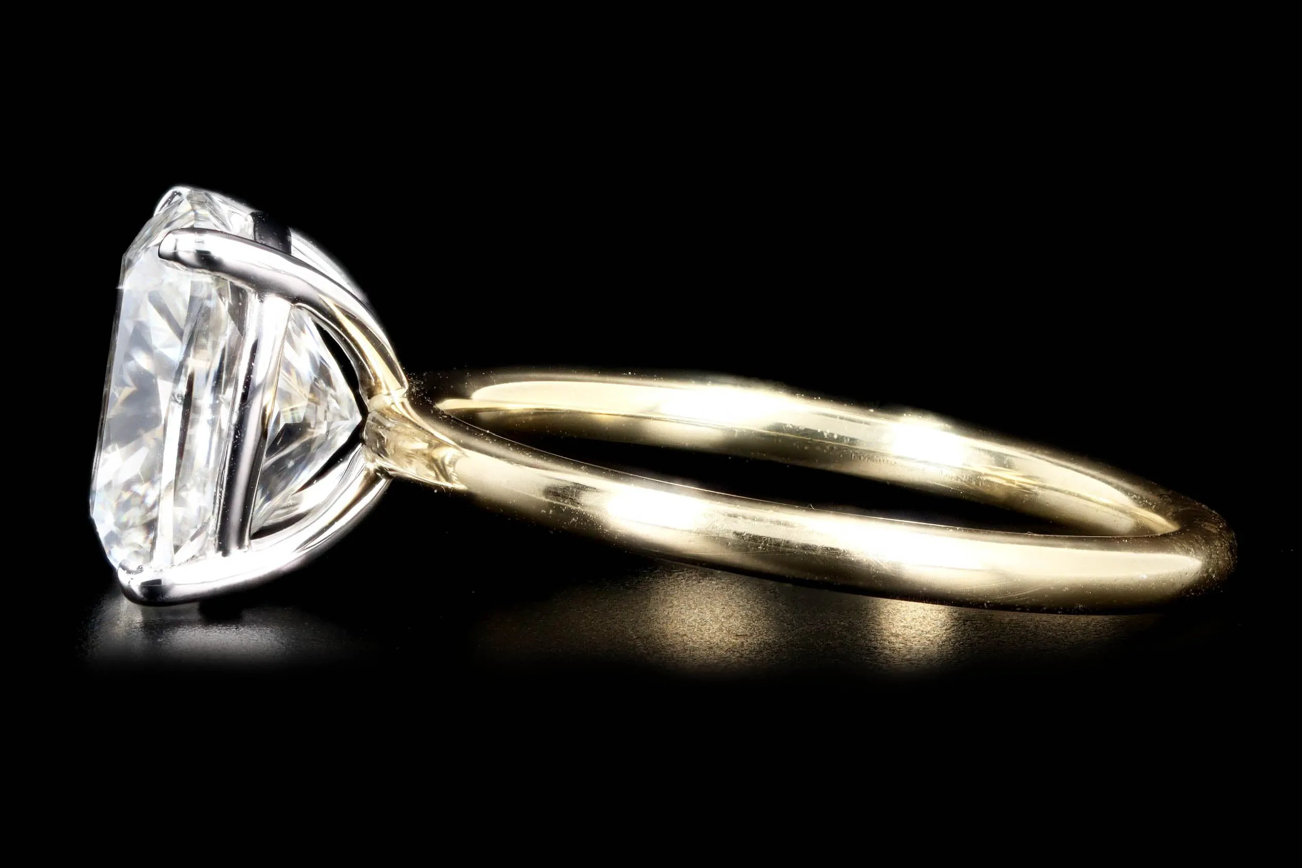 18K & Platinum 4.03 CT Cushion Cut Diamond Solitaire Engagement Ring GIA Certified