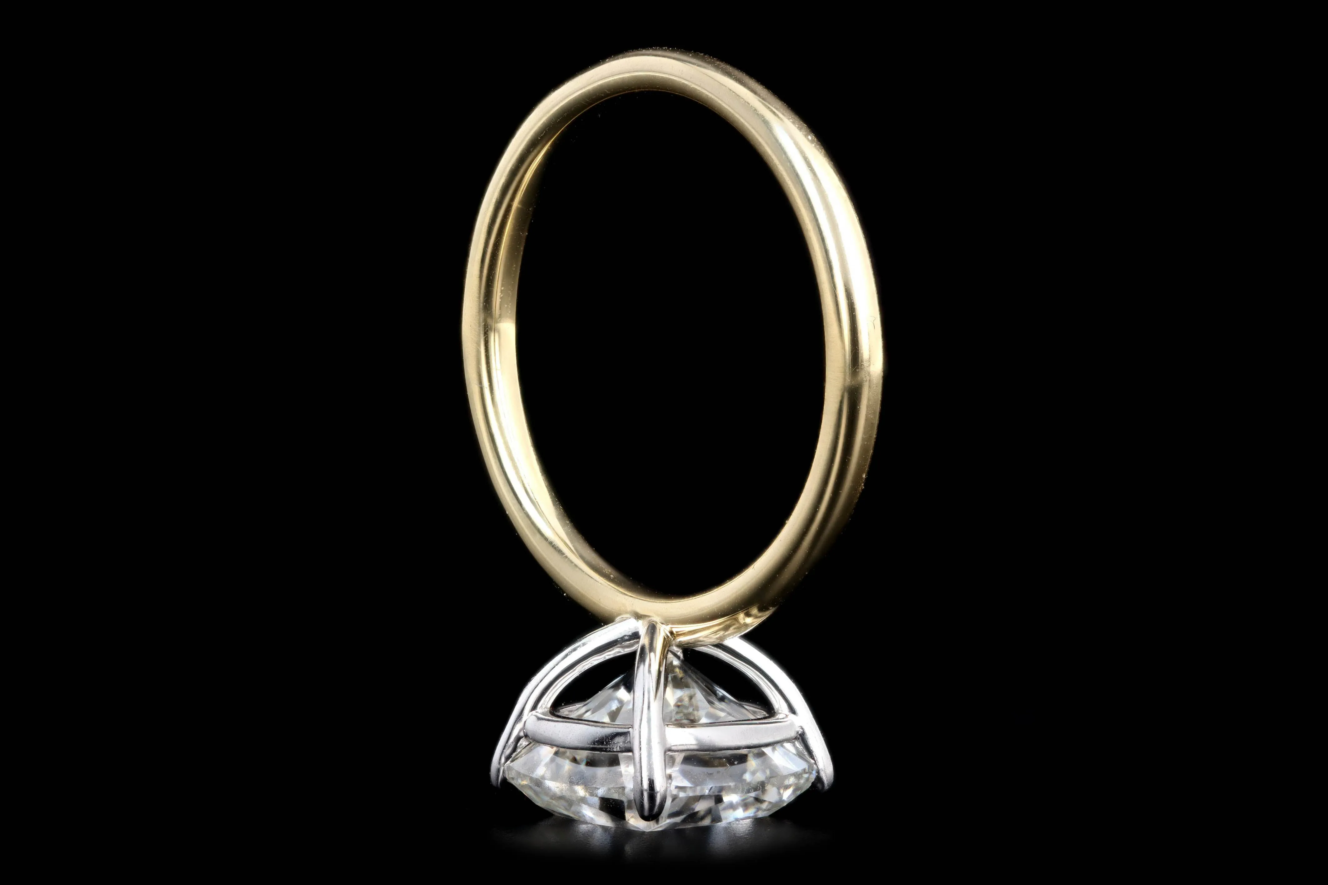 18K & Platinum 4.03 CT Cushion Cut Diamond Solitaire Engagement Ring GIA Certified