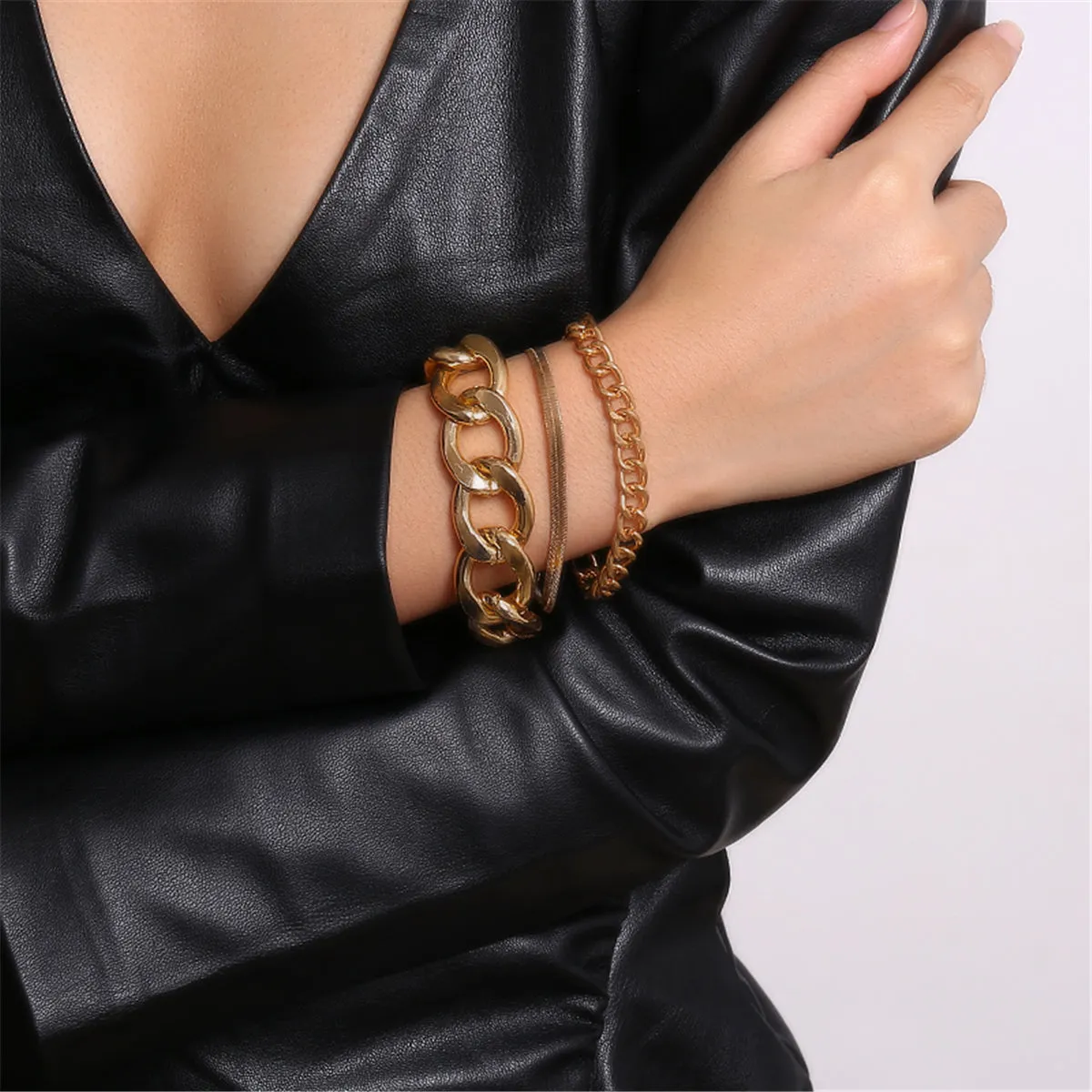 18K Gold-Plated Snake Chain Bracelet Set