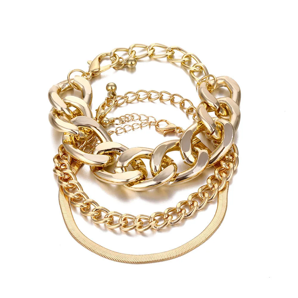 18K Gold-Plated Snake Chain Bracelet Set