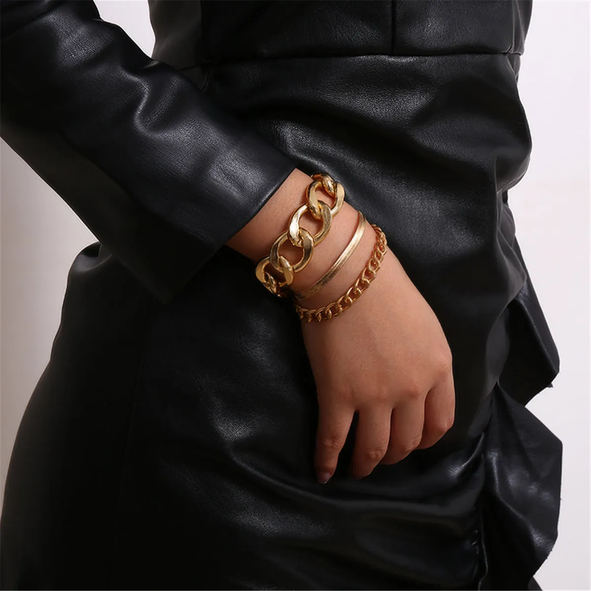 18K Gold-Plated Snake Chain Bracelet Set