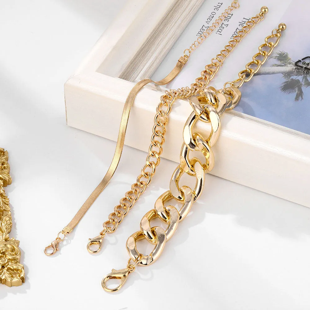 18K Gold-Plated Snake Chain Bracelet Set