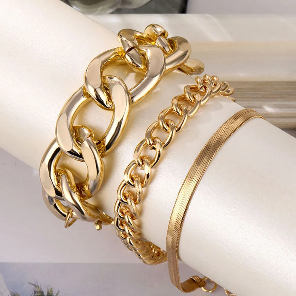 18K Gold-Plated Snake Chain Bracelet Set