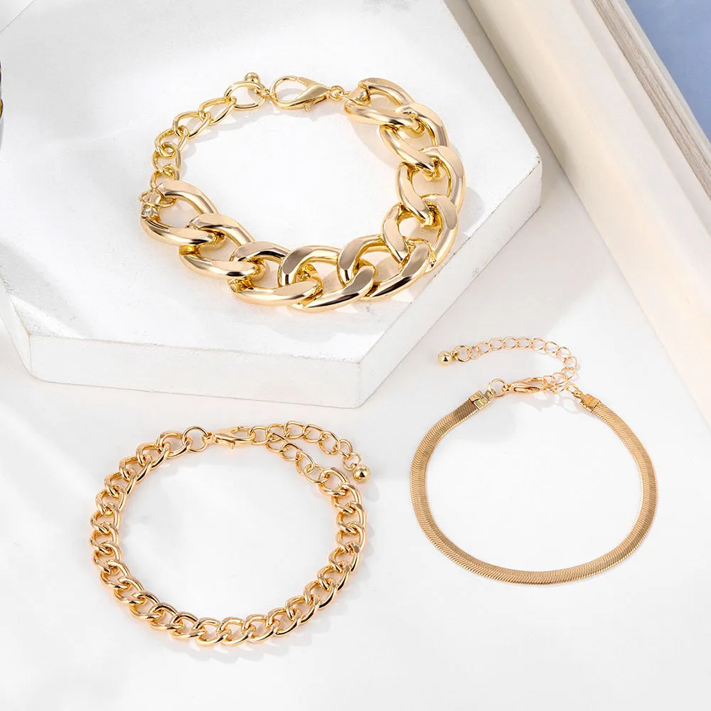 18K Gold-Plated Snake Chain Bracelet Set
