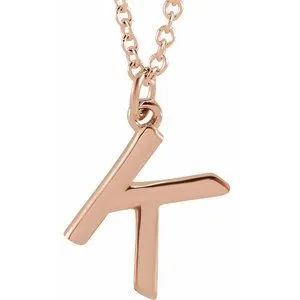 18K Rose Gold-Plated Sterling Silver Initial K  Dangle 16" Necklace